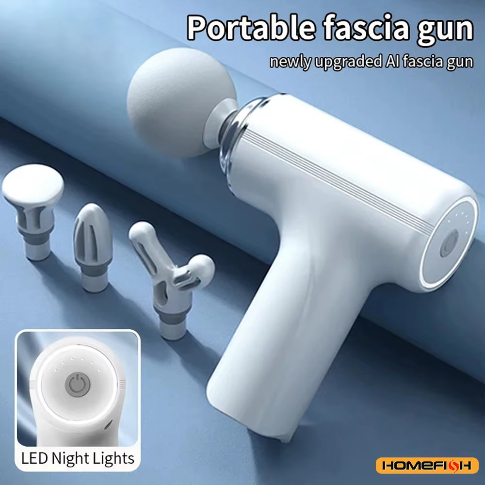 Portable Electric Massage Gun with 4 Interchangeable Heads & LED Light for Full Body Relaxation Electric Massage Gun