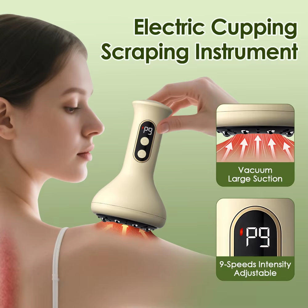 USB Rechargeable Abdominal Massager for Hot Compress and Adjustable Guasha Cupping Intensity Arm and Leg Massage Handheld
