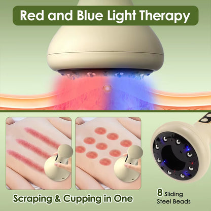 USB Rechargeable Abdominal Massager for Hot Compress and Adjustable Guasha Cupping Intensity Arm and Leg Massage Handheld