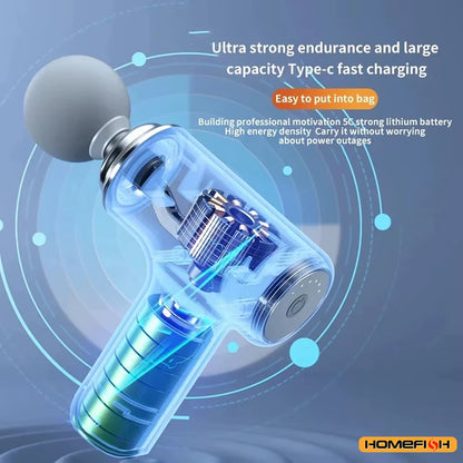 Portable Electric Massage Gun with 4 Interchangeable Heads & LED Light for Full Body Relaxation Electric Massage Gun