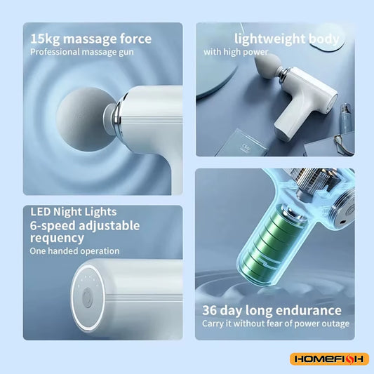 Portable Electric Massage Gun with 4 Interchangeable Heads & LED Light for Full Body Relaxation Electric Massage Gun